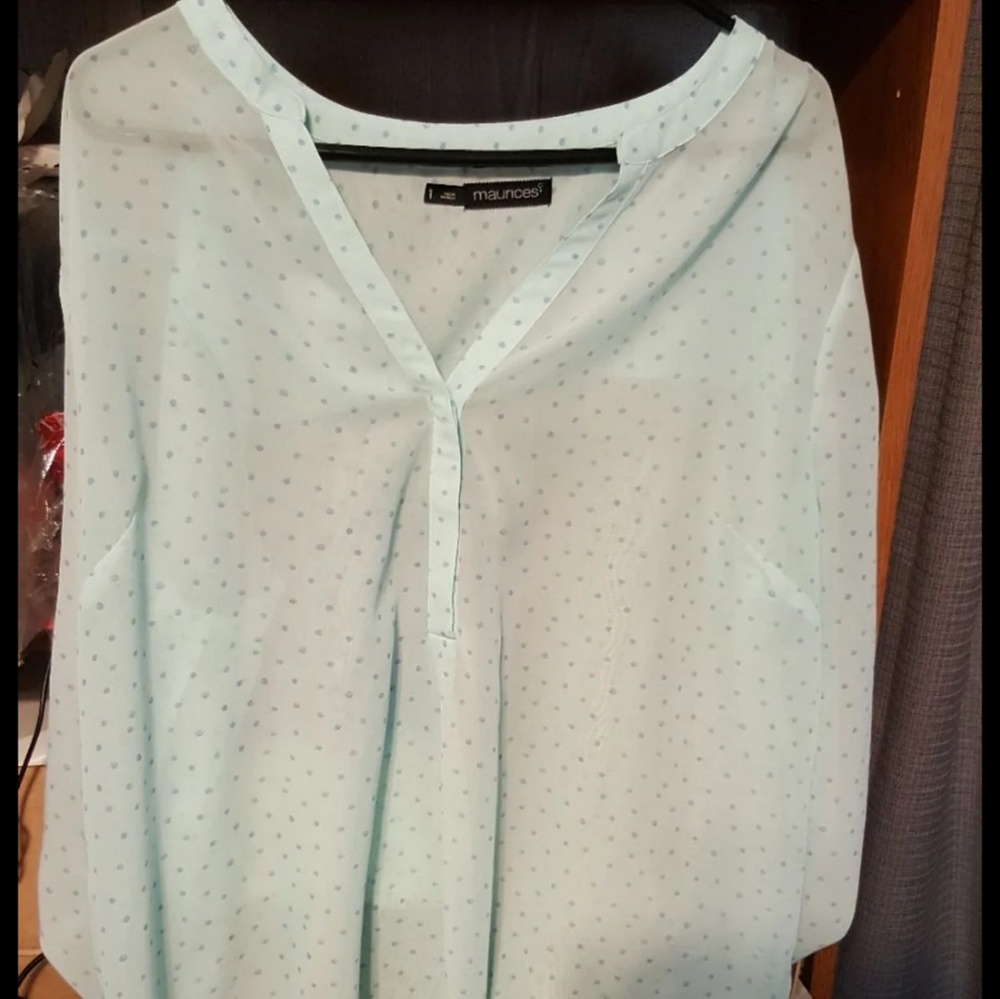 Mint Dot Print Blouse